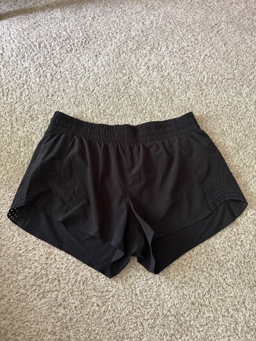 Athleta Black Athletic Shorts with Perforated Side Panels